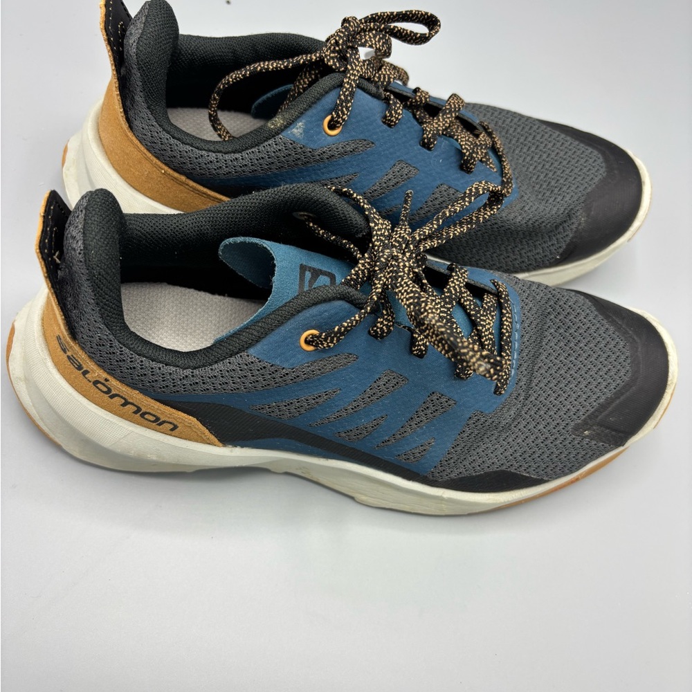 Salomon Gray and Blue Athletic Shoes with Cushioned Soles